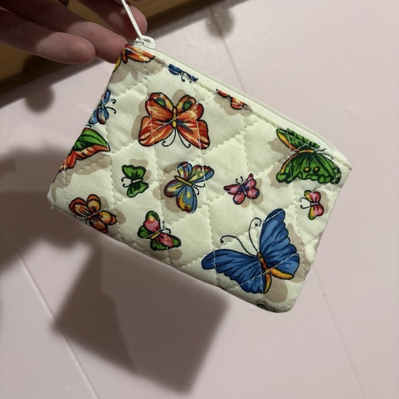 Quilted Butterfly Multi Color Motif Duffle Bag Purse W Matching Coin Pouch NEW - Picture 10 of 13